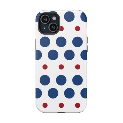 Bold Navy & Red Polka Dot Pattern – MagSafe iPhone Case - BOGO Cases