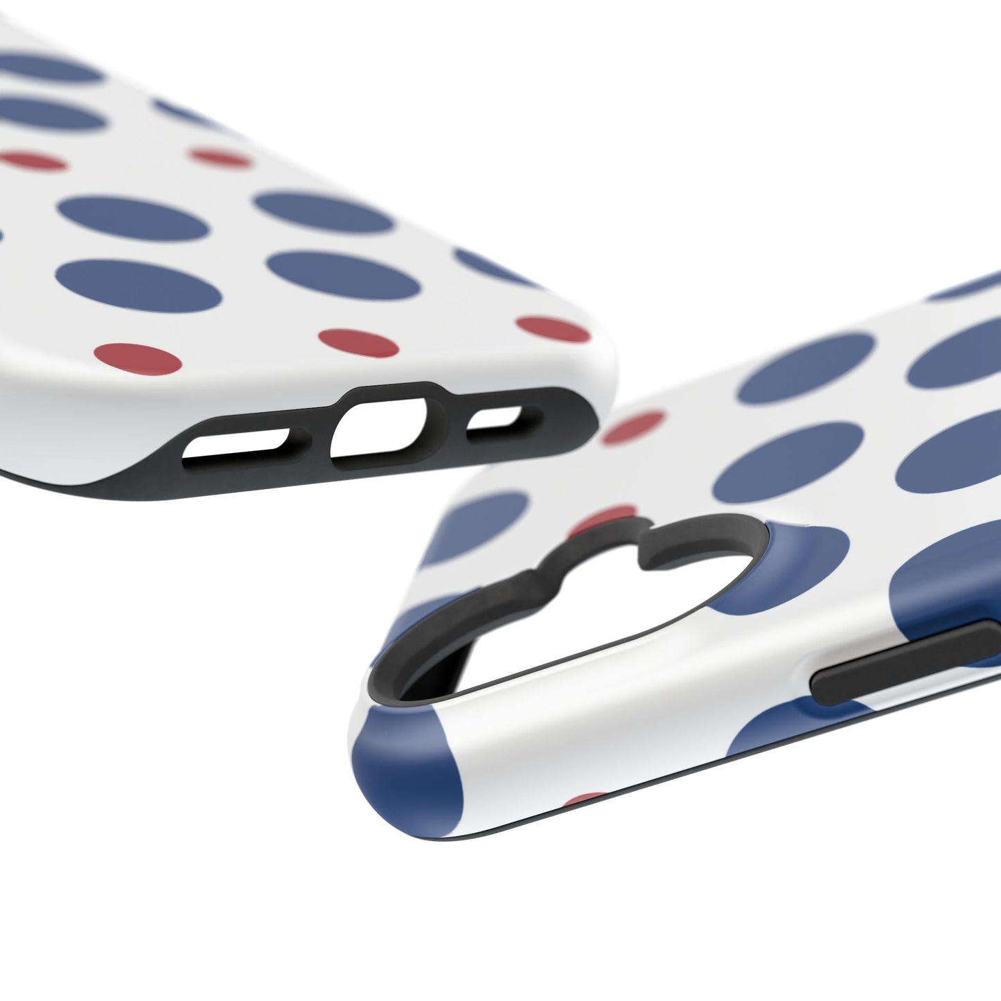 Bold Navy & Red Polka Dot Pattern – MagSafe iPhone Case - BOGO Cases