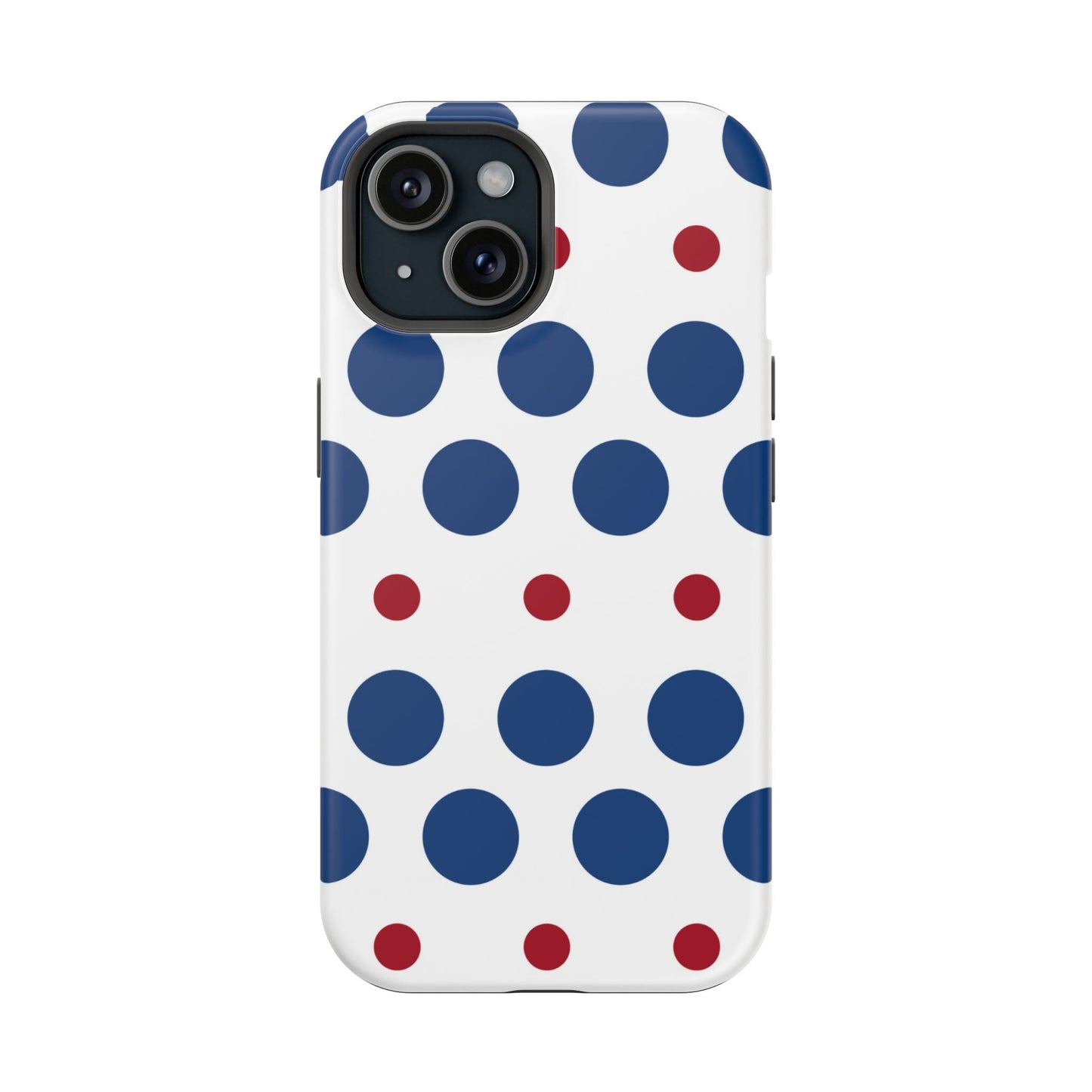 Bold Navy & Red Polka Dot Pattern – MagSafe iPhone Case - BOGO Cases