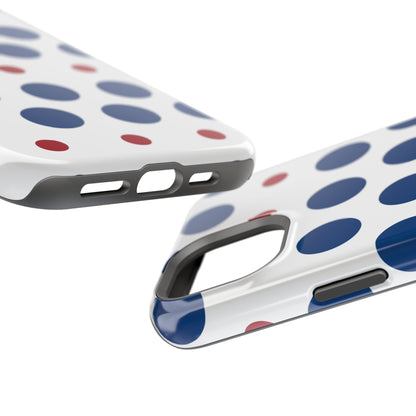 Bold Navy & Red Polka Dot Pattern – MagSafe iPhone Case - BOGO Cases