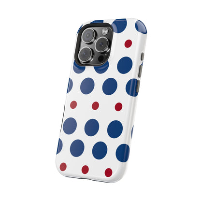 Bold Navy & Red Polka Dot Pattern – MagSafe iPhone Case - BOGO Cases