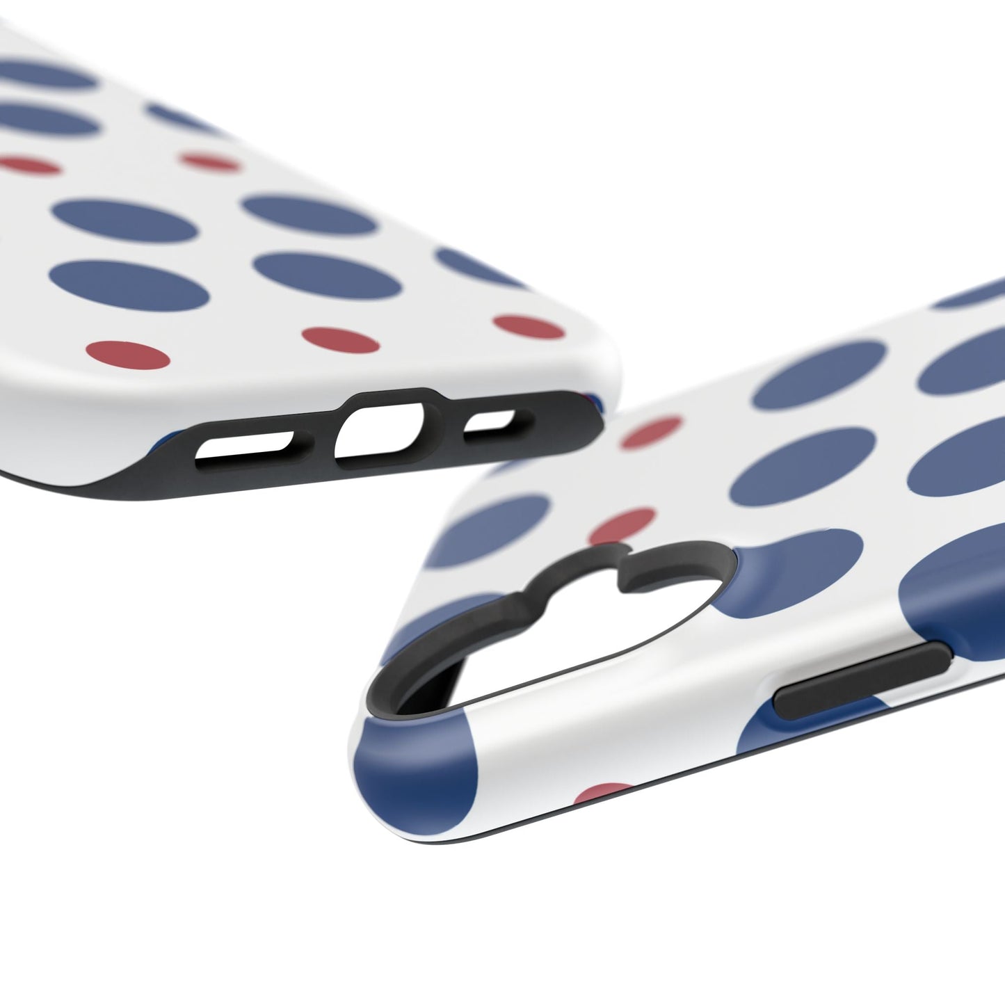 Bold Navy & Red Polka Dot Pattern – MagSafe iPhone Case - BOGO Cases