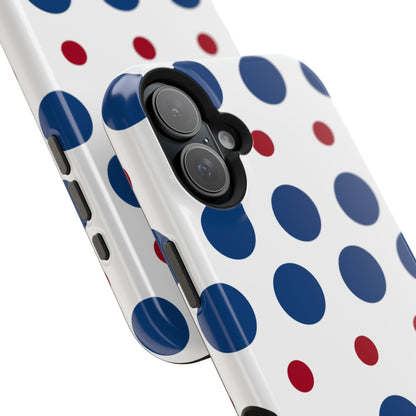 Bold Navy & Red Polka Dot Pattern – MagSafe iPhone Case - BOGO Cases
