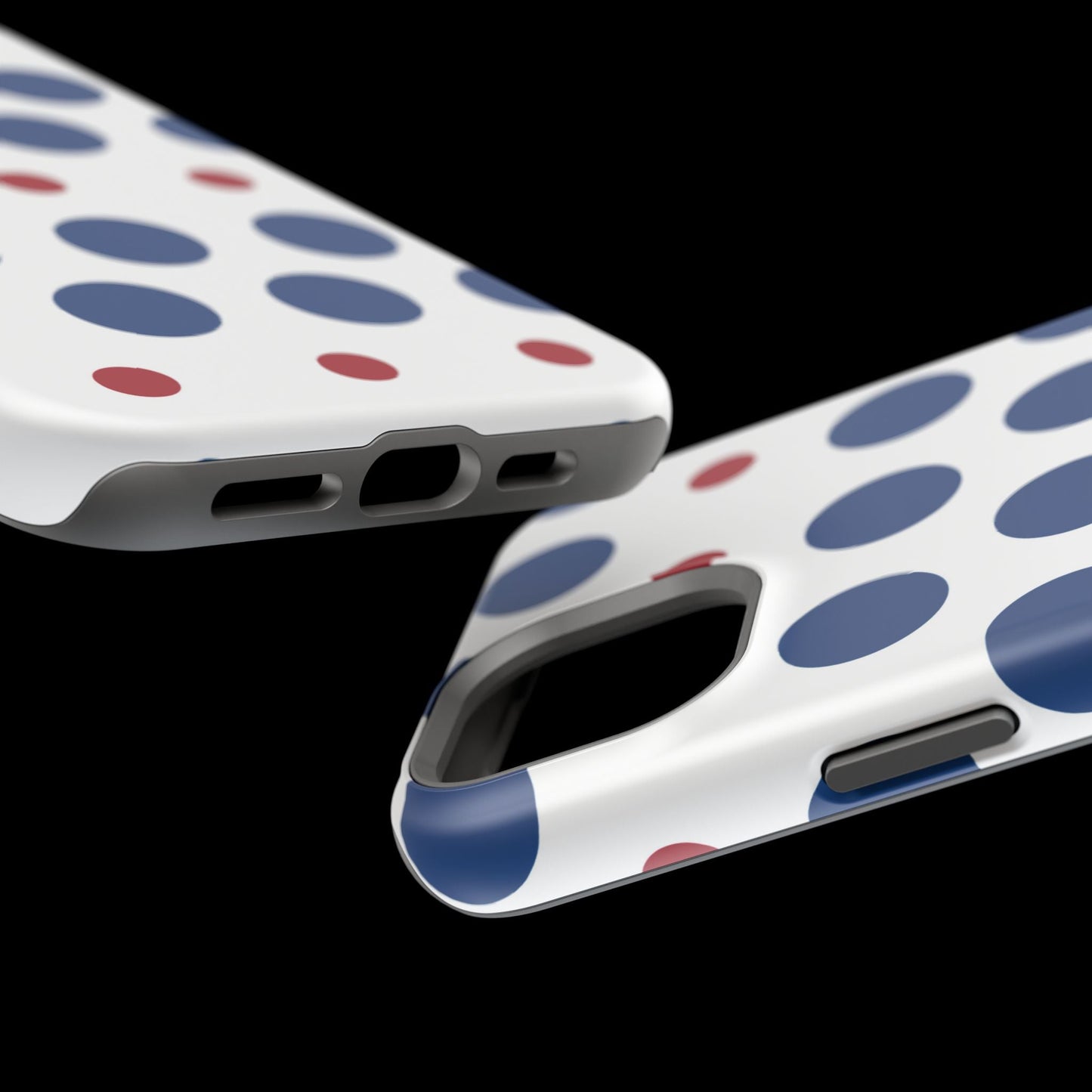 Bold Navy & Red Polka Dot Pattern – MagSafe iPhone Case - BOGO Cases