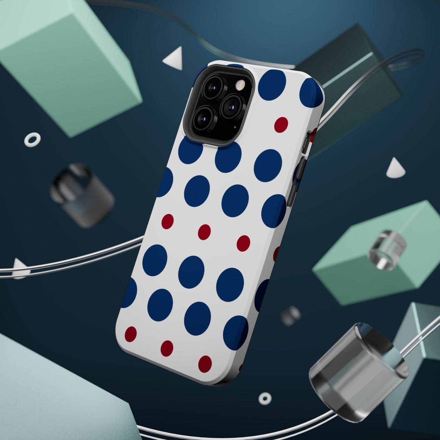 Bold Navy & Red Polka Dot Pattern – MagSafe iPhone Case - BOGO Cases