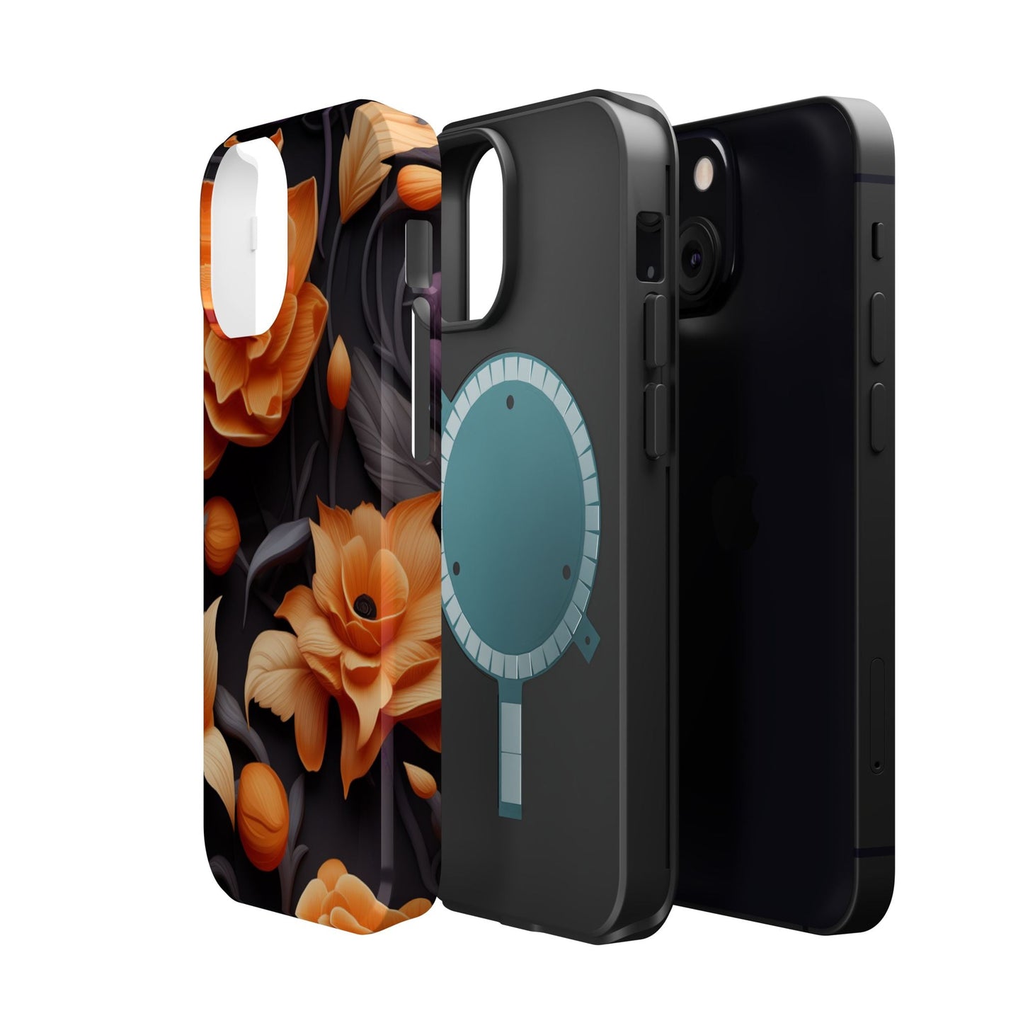Bold Orange Floral MagSafe iPhone Case – 3D Flower Design with Wireless Charging - BOGO Cases