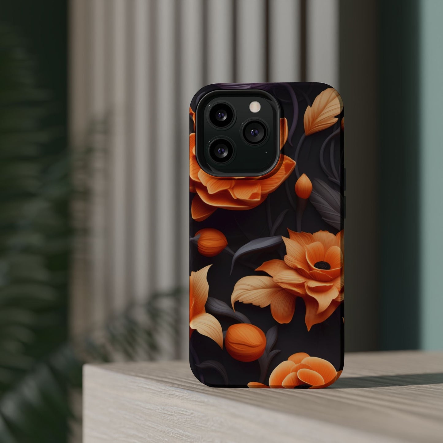 Bold Orange Floral MagSafe iPhone Case – 3D Flower Design with Wireless Charging - BOGO Cases