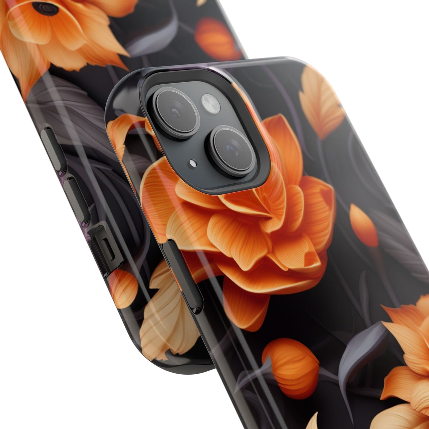 Bold Orange Floral MagSafe iPhone Case – 3D Flower Design with Wireless Charging - BOGO Cases