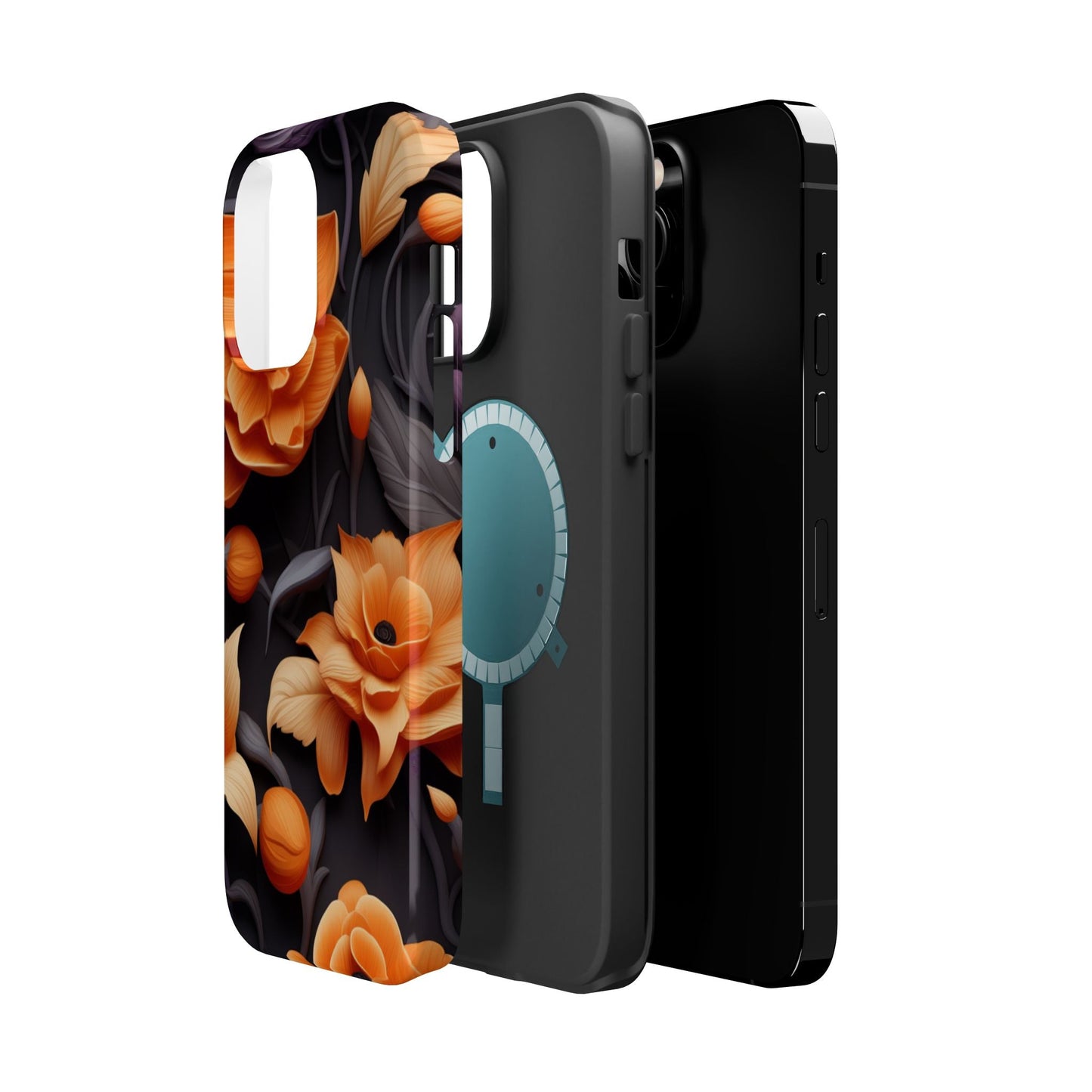 Bold Orange Floral MagSafe iPhone Case – 3D Flower Design with Wireless Charging - BOGO Cases
