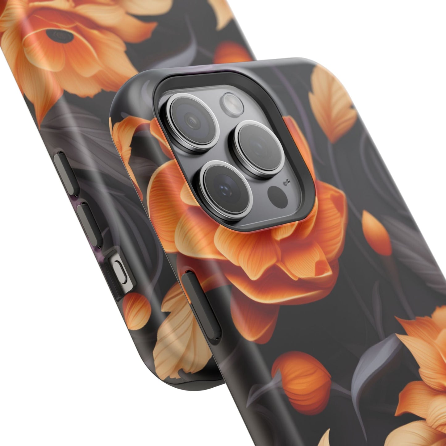 Bold Orange Floral MagSafe iPhone Case – 3D Flower Design with Wireless Charging - BOGO Cases