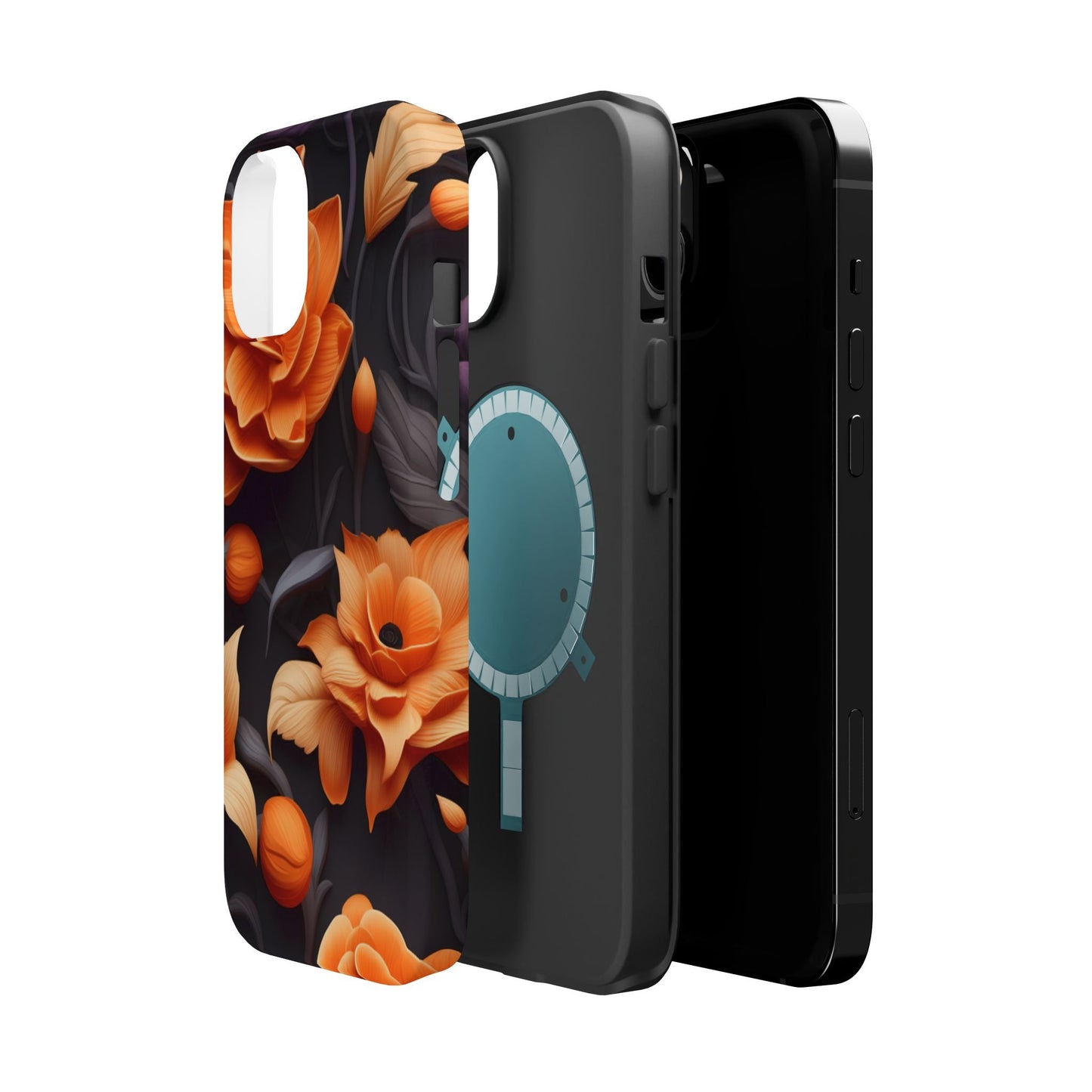 Bold Orange Floral MagSafe iPhone Case – 3D Flower Design with Wireless Charging - BOGO Cases