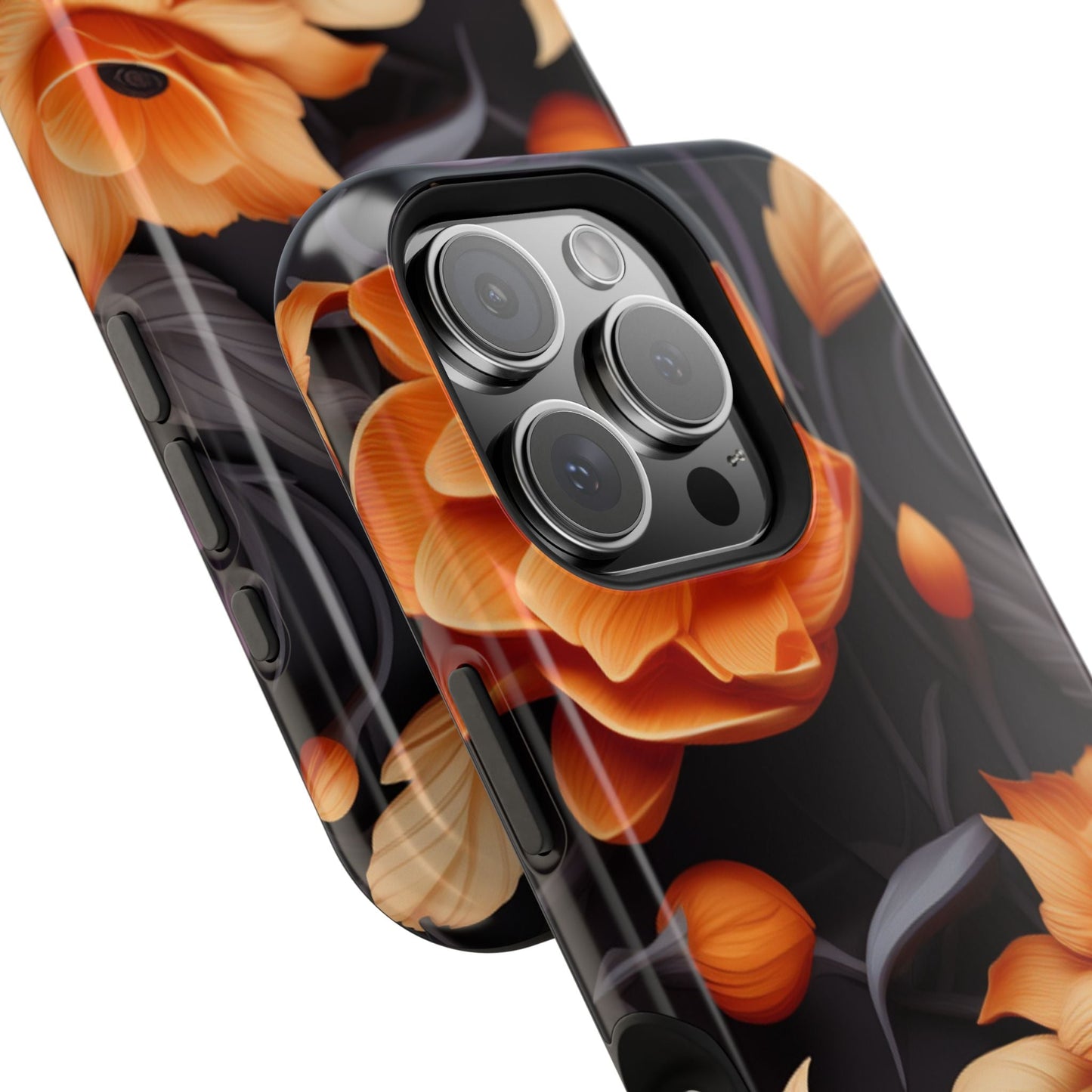 Bold Orange Floral MagSafe iPhone Case – 3D Flower Design with Wireless Charging - BOGO Cases