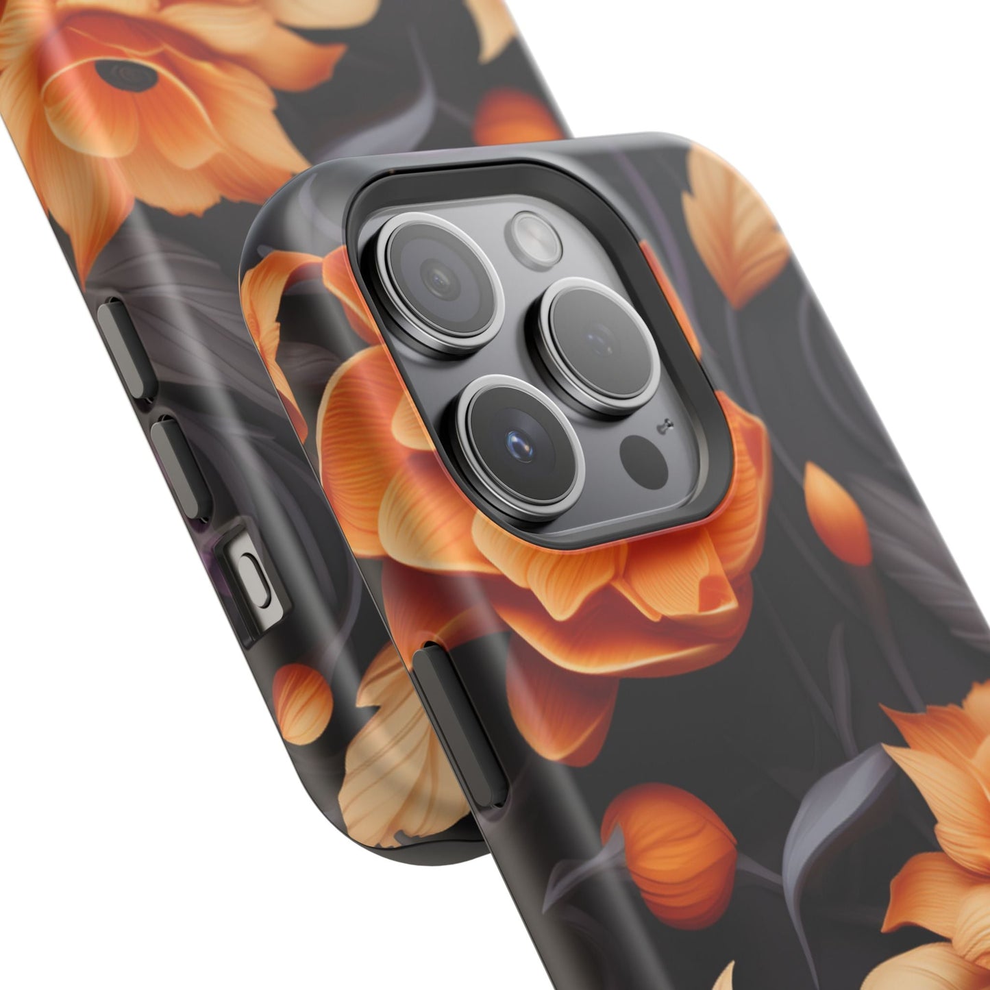 Bold Orange Floral MagSafe iPhone Case – 3D Flower Design with Wireless Charging - BOGO Cases