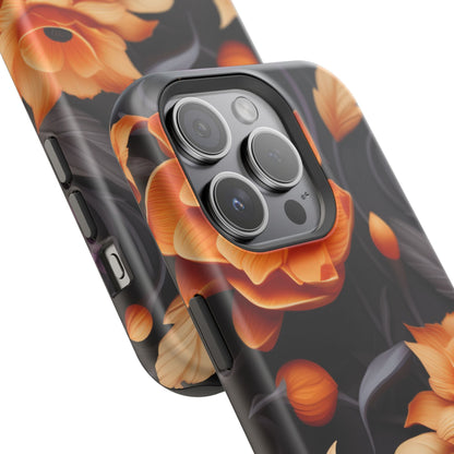 Bold Orange Floral MagSafe iPhone Case – 3D Flower Design with Wireless Charging - BOGO Cases