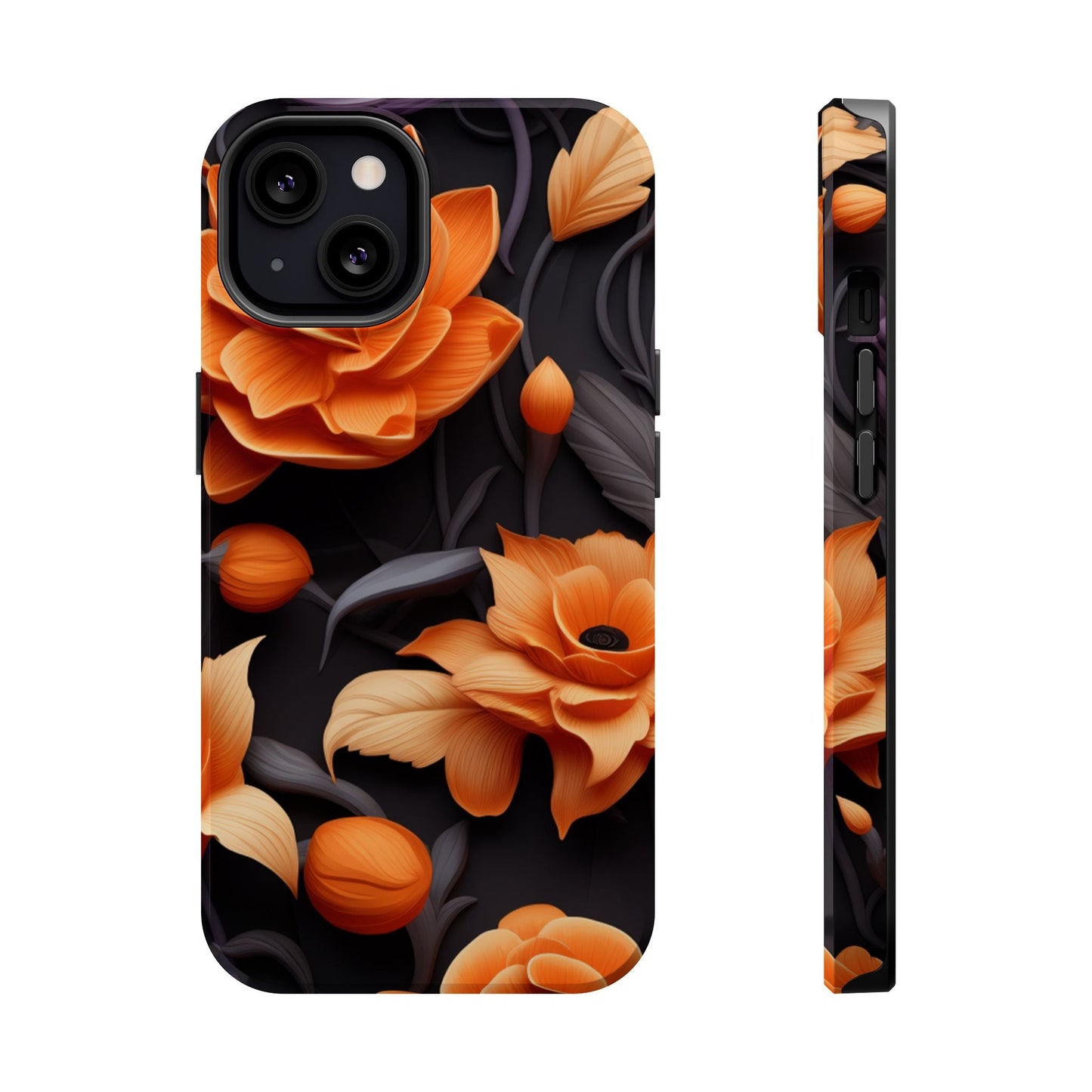Bold Orange Floral MagSafe iPhone Case – 3D Flower Design with Wireless Charging - BOGO Cases