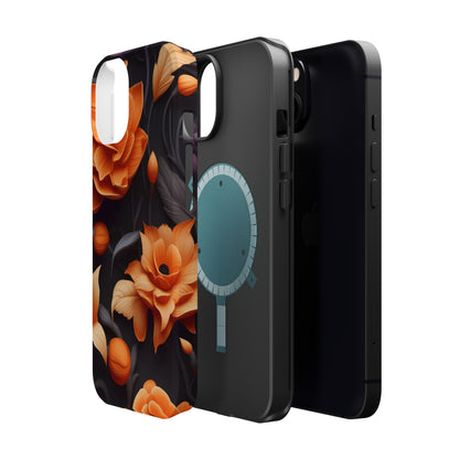 Bold Orange Floral MagSafe iPhone Case – 3D Flower Design with Wireless Charging - BOGO Cases