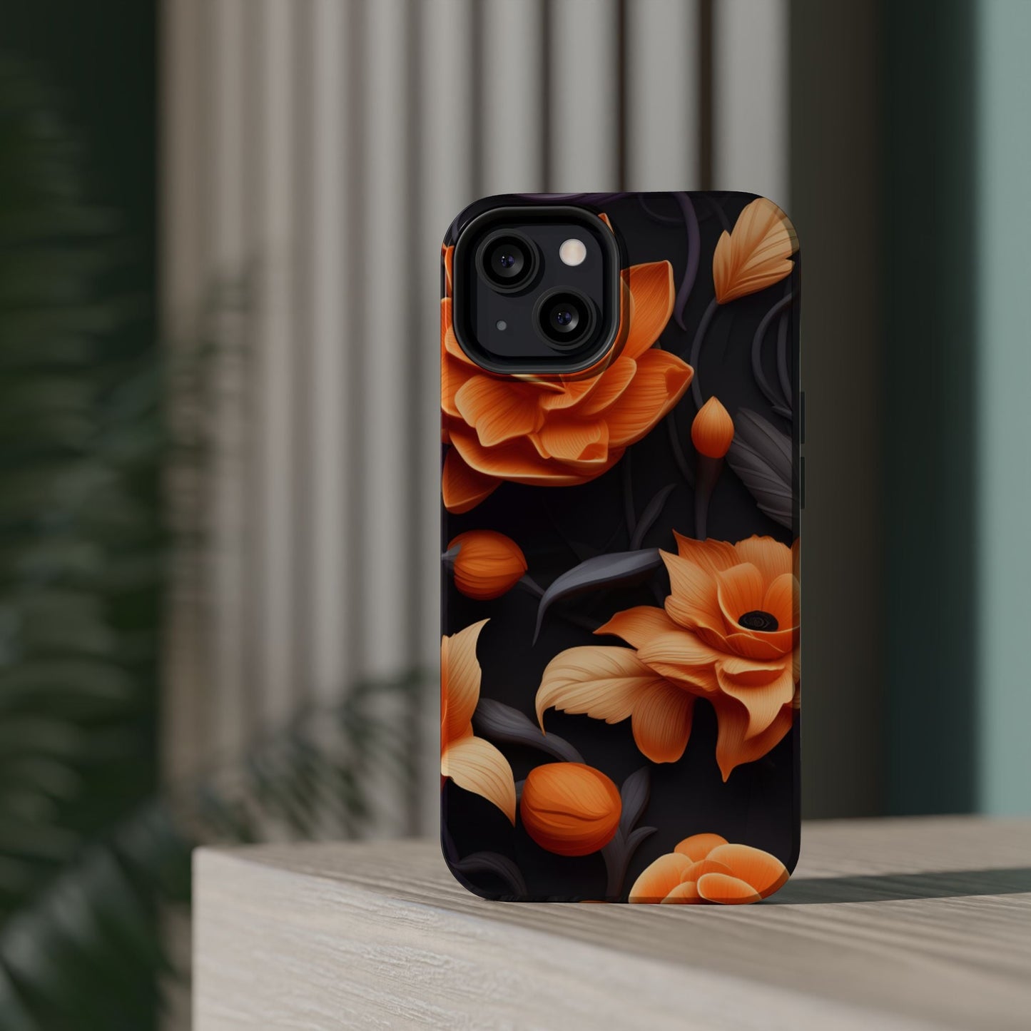 Bold Orange Floral MagSafe iPhone Case – 3D Flower Design with Wireless Charging - BOGO Cases