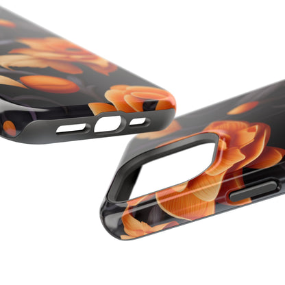 Bold Orange Floral MagSafe iPhone Case – 3D Flower Design with Wireless Charging - BOGO Cases