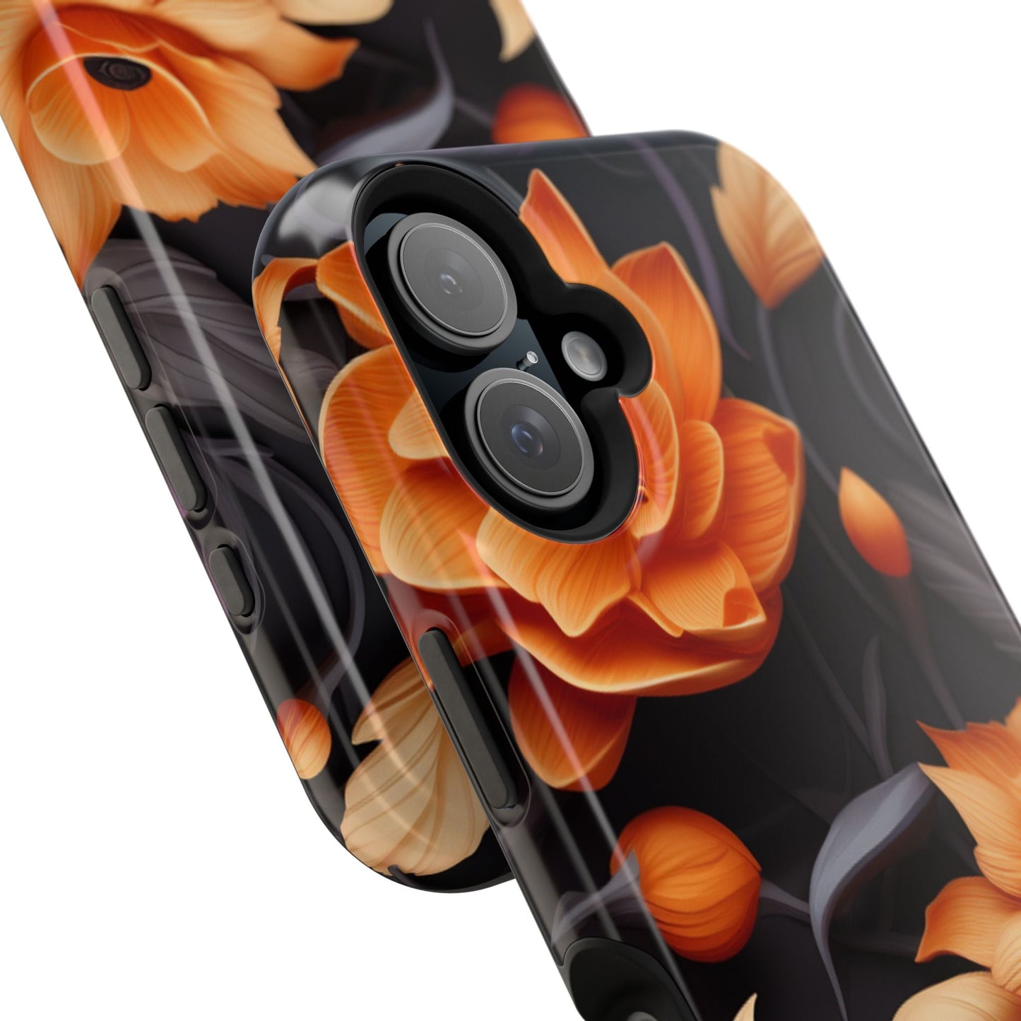 Bold Orange Floral MagSafe iPhone Case – 3D Flower Design with Wireless Charging - BOGO Cases