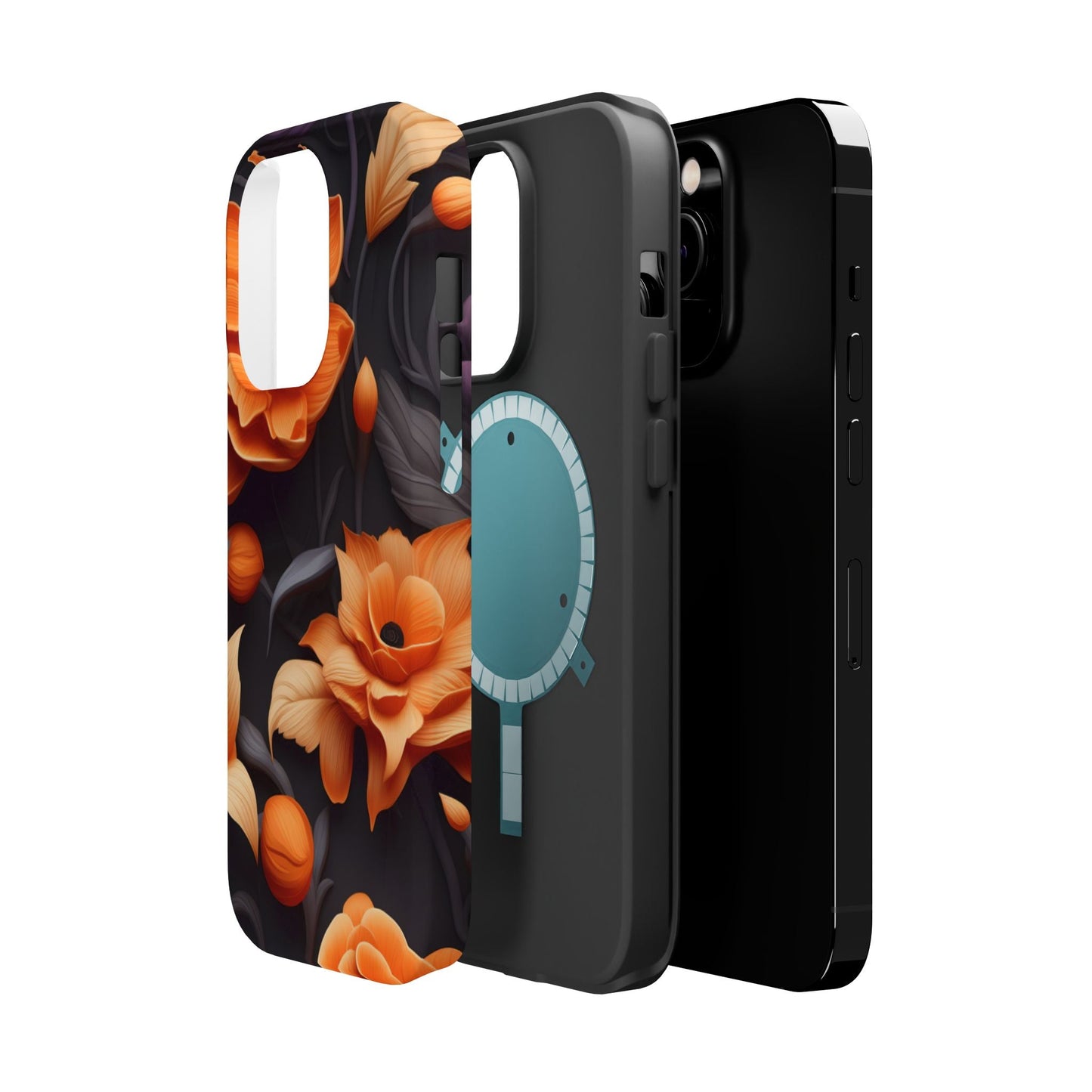 Bold Orange Floral MagSafe iPhone Case – 3D Flower Design with Wireless Charging - BOGO Cases
