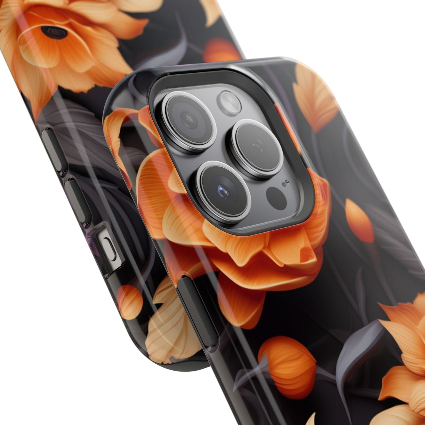 Bold Orange Floral MagSafe iPhone Case – 3D Flower Design with Wireless Charging - BOGO Cases