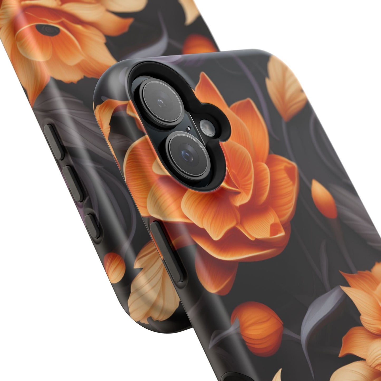 Bold Orange Floral MagSafe iPhone Case – 3D Flower Design with Wireless Charging - BOGO Cases