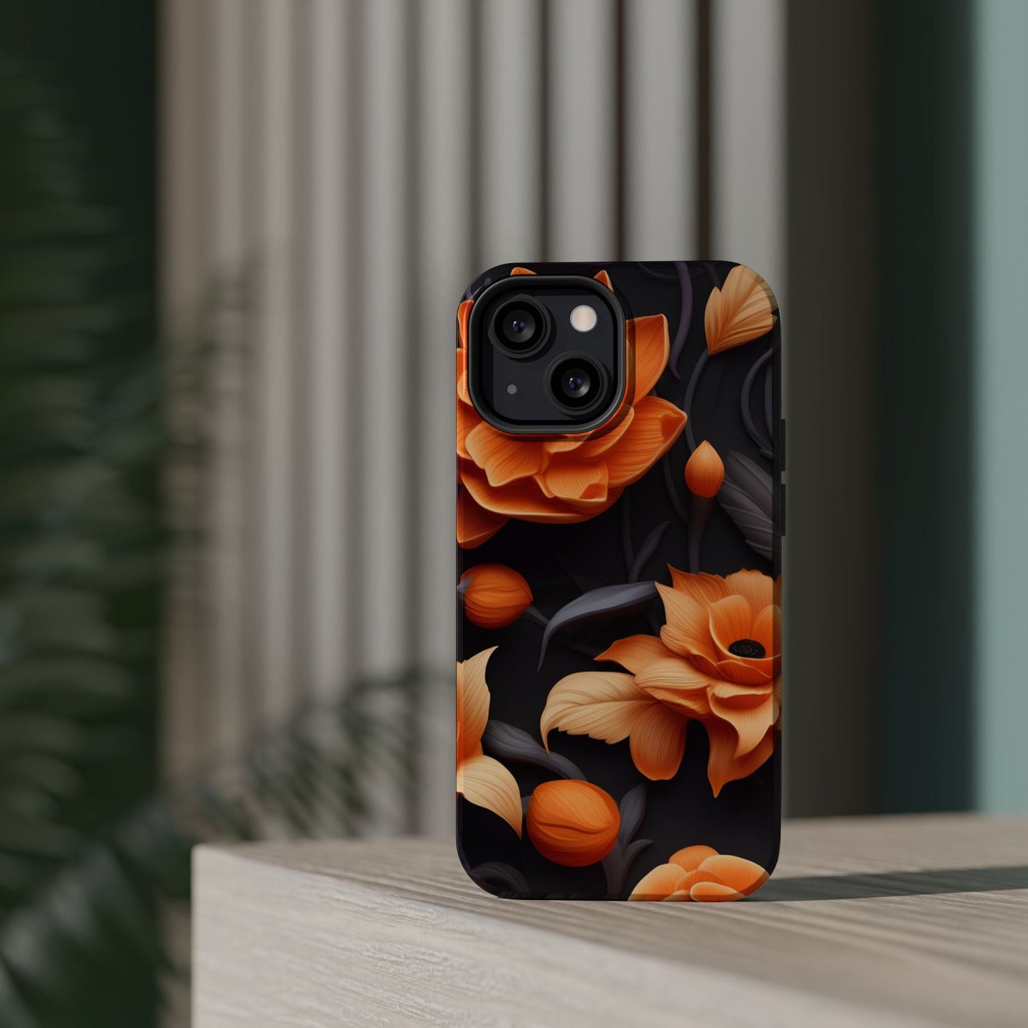 Bold Orange Floral MagSafe iPhone Case – 3D Flower Design with Wireless Charging - BOGO Cases