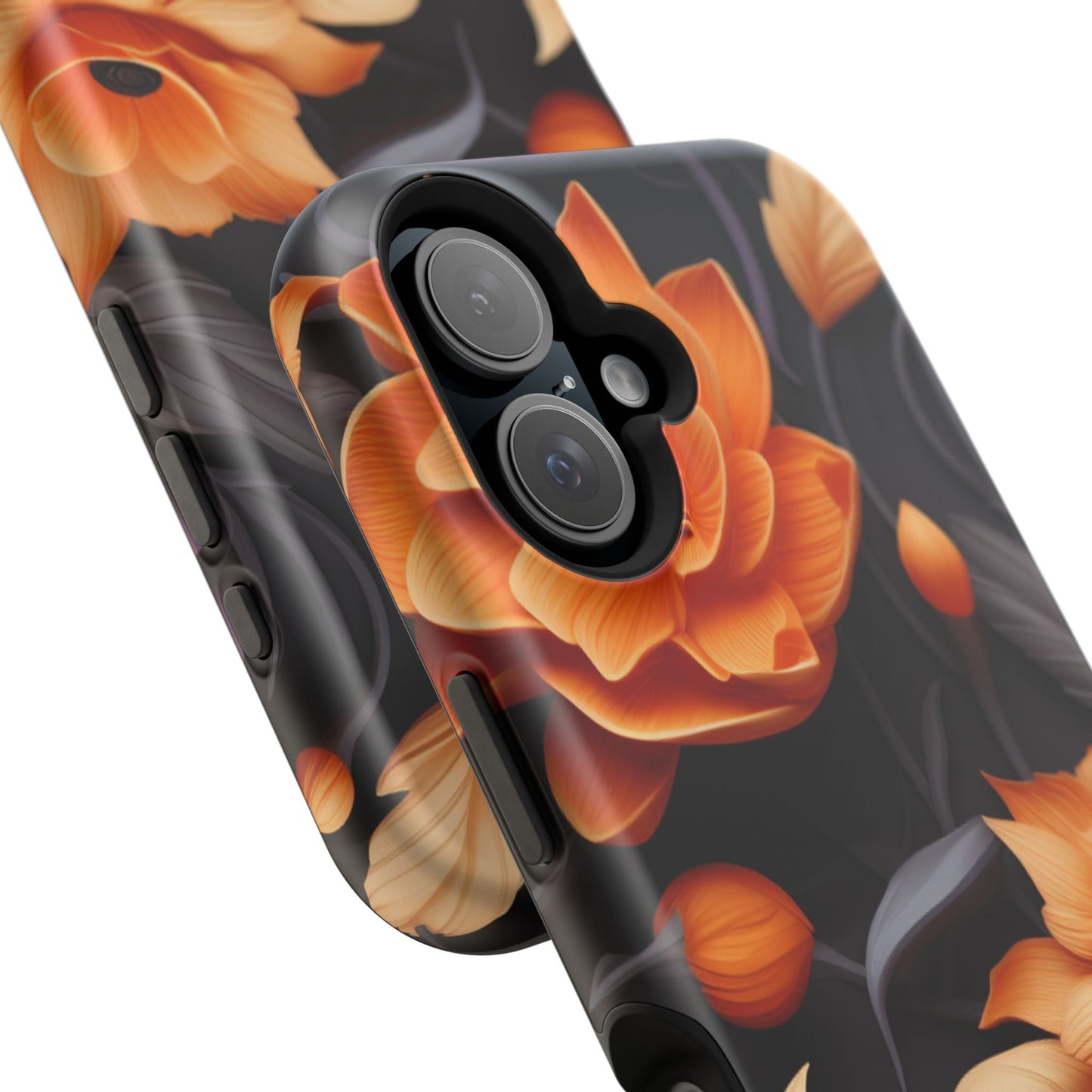 Bold Orange Floral MagSafe iPhone Case – 3D Flower Design with Wireless Charging - BOGO Cases