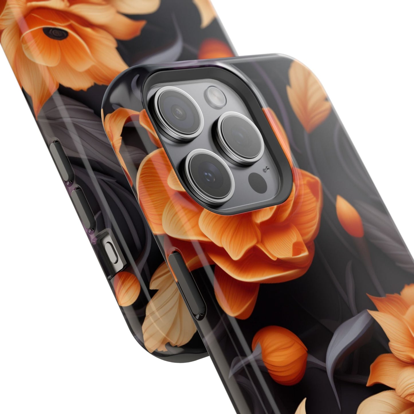 Bold Orange Floral MagSafe iPhone Case – 3D Flower Design with Wireless Charging - BOGO Cases