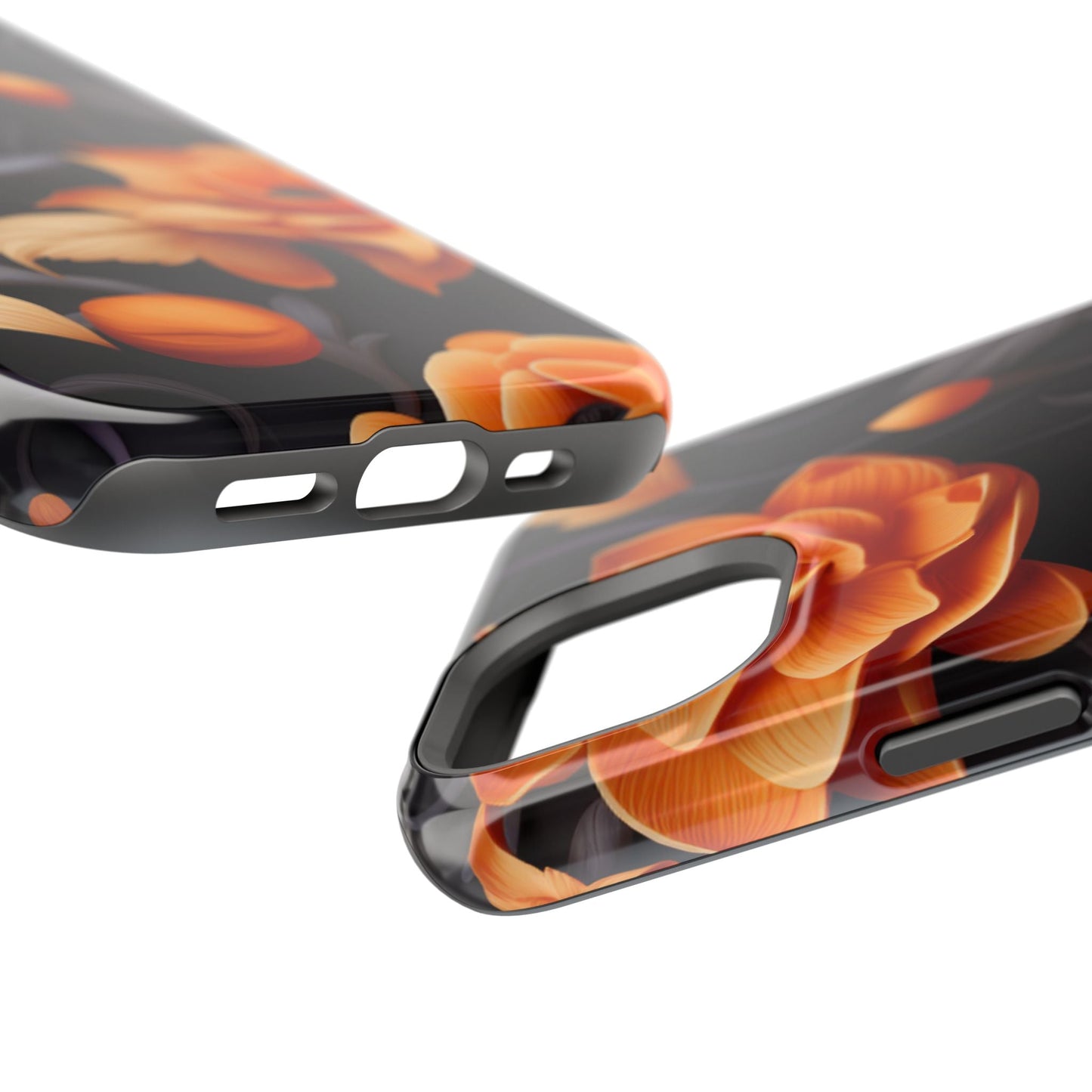 Bold Orange Floral MagSafe iPhone Case – 3D Flower Design with Wireless Charging - BOGO Cases