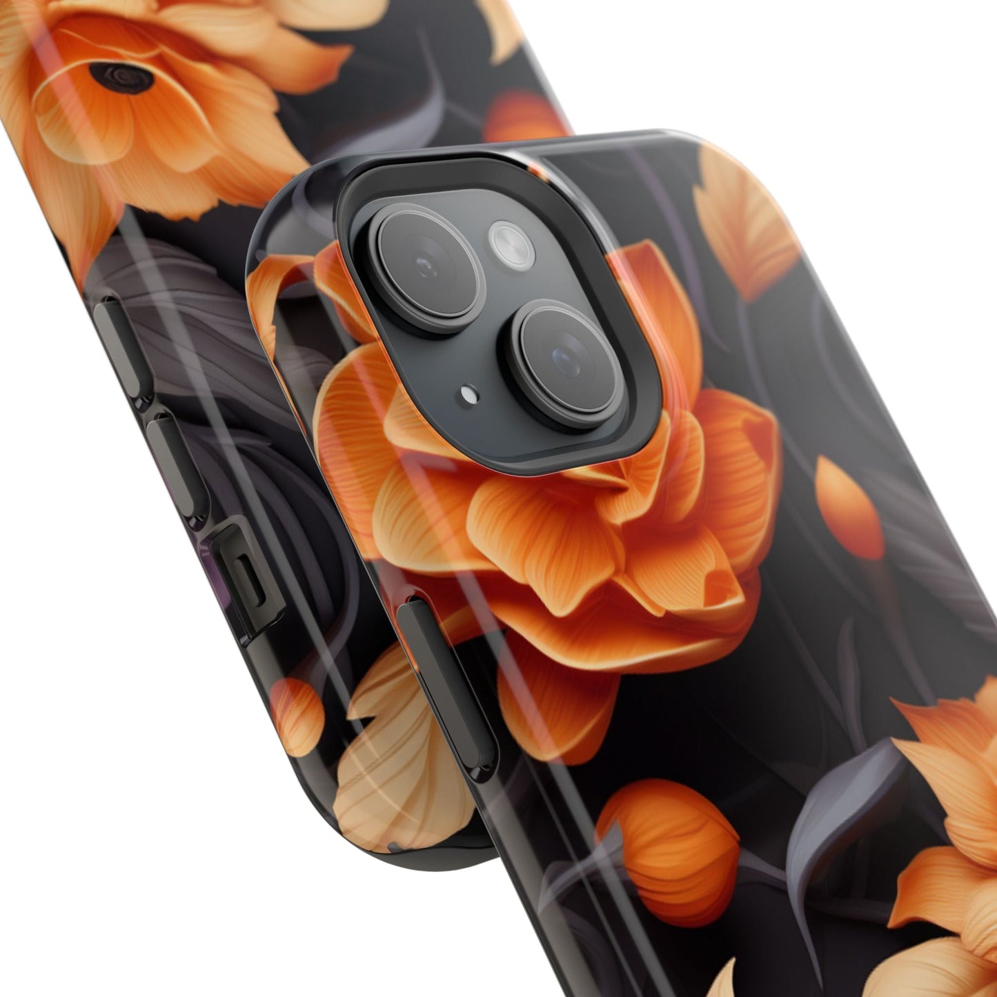 Bold Orange Floral MagSafe iPhone Case – 3D Flower Design with Wireless Charging - BOGO Cases