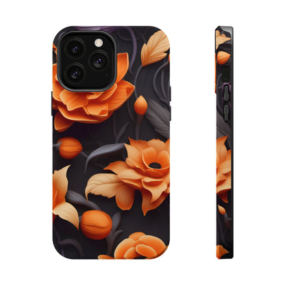 Bold Orange Floral MagSafe iPhone Case – 3D Flower Design with Wireless Charging - BOGO Cases