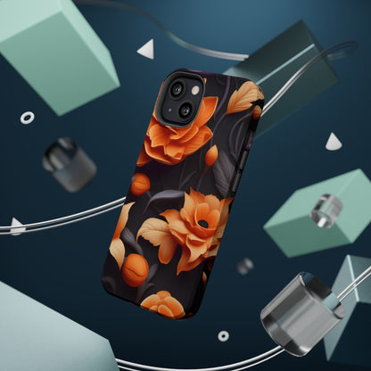 Bold Orange Floral MagSafe iPhone Case – 3D Flower Design with Wireless Charging - BOGO Cases