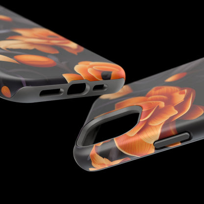 Bold Orange Floral MagSafe iPhone Case – 3D Flower Design with Wireless Charging - BOGO Cases