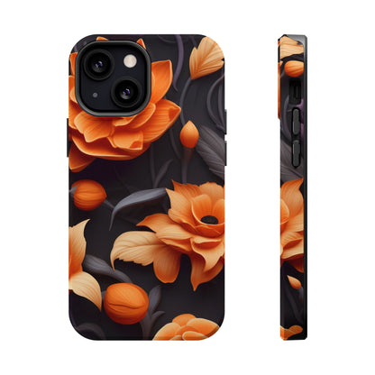 Bold Orange Floral MagSafe iPhone Case – 3D Flower Design with Wireless Charging - BOGO Cases