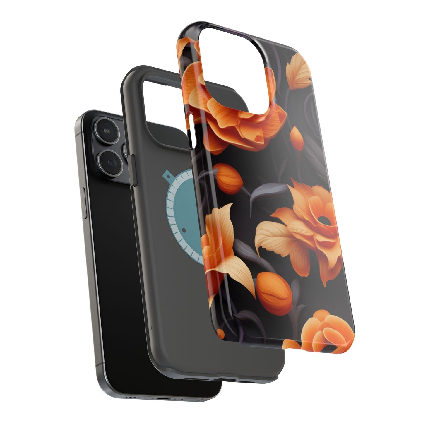 Bold Orange Floral MagSafe iPhone Case – 3D Flower Design with Wireless Charging - BOGO Cases