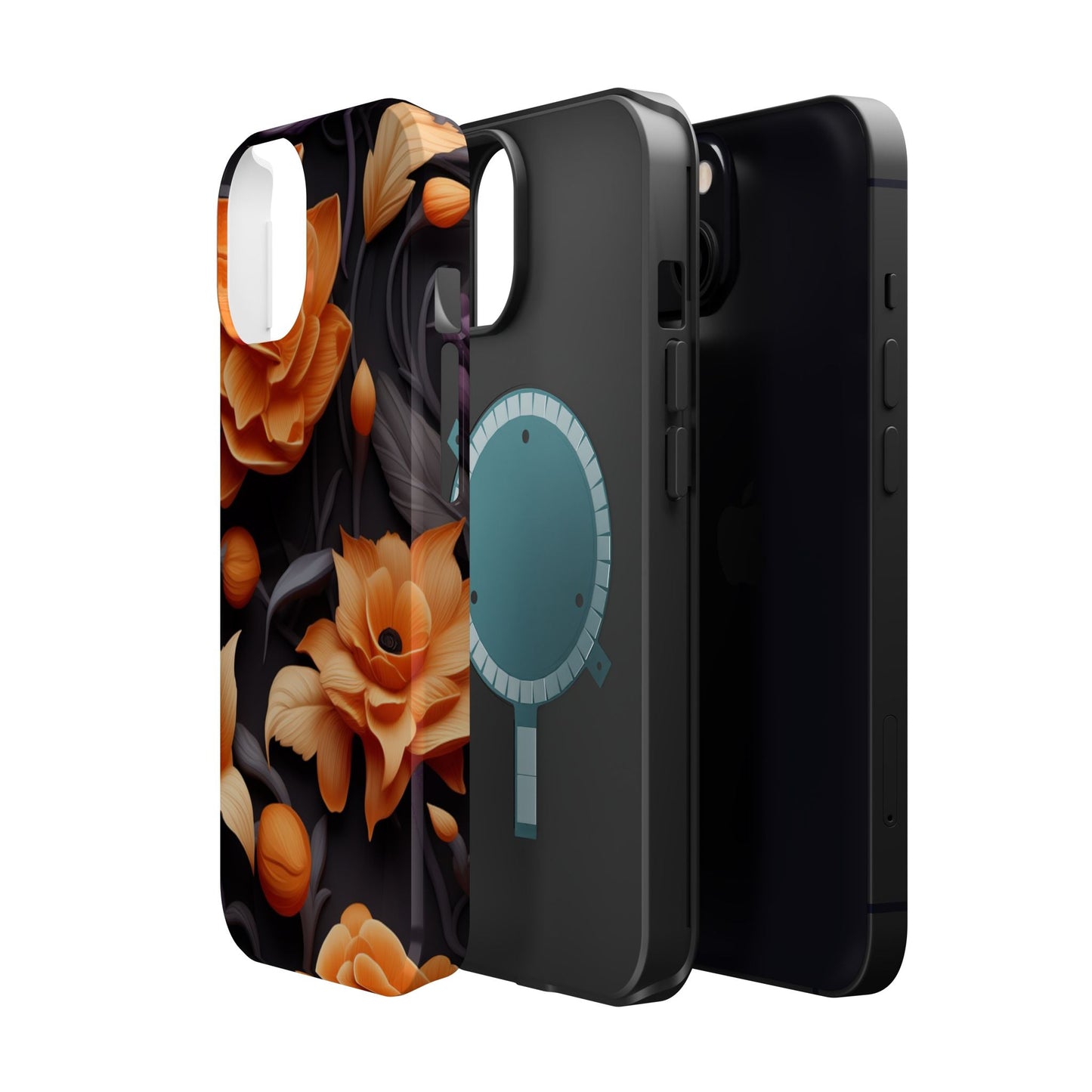 Bold Orange Floral MagSafe iPhone Case – 3D Flower Design with Wireless Charging - BOGO Cases