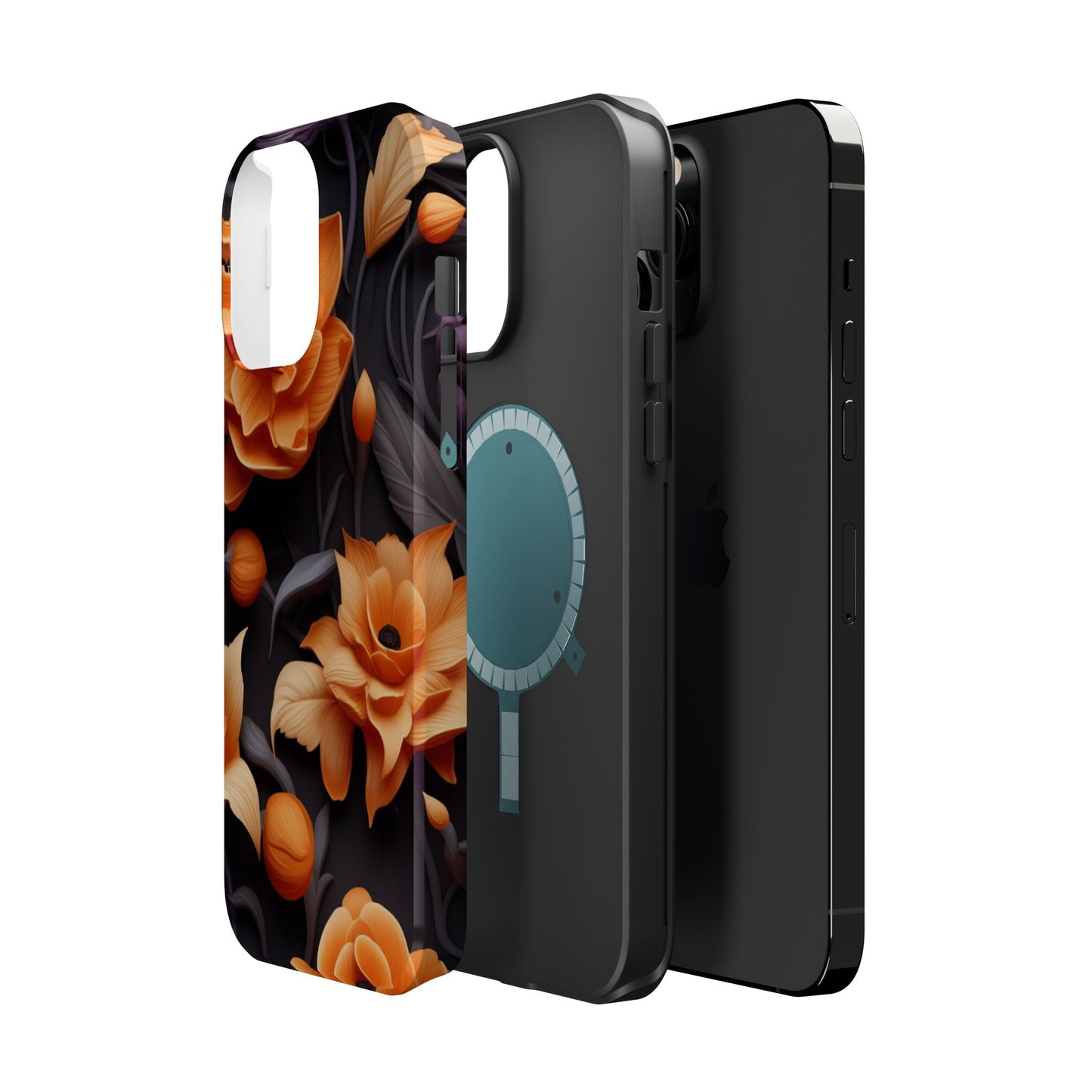 Bold Orange Floral MagSafe iPhone Case – 3D Flower Design with Wireless Charging - BOGO Cases