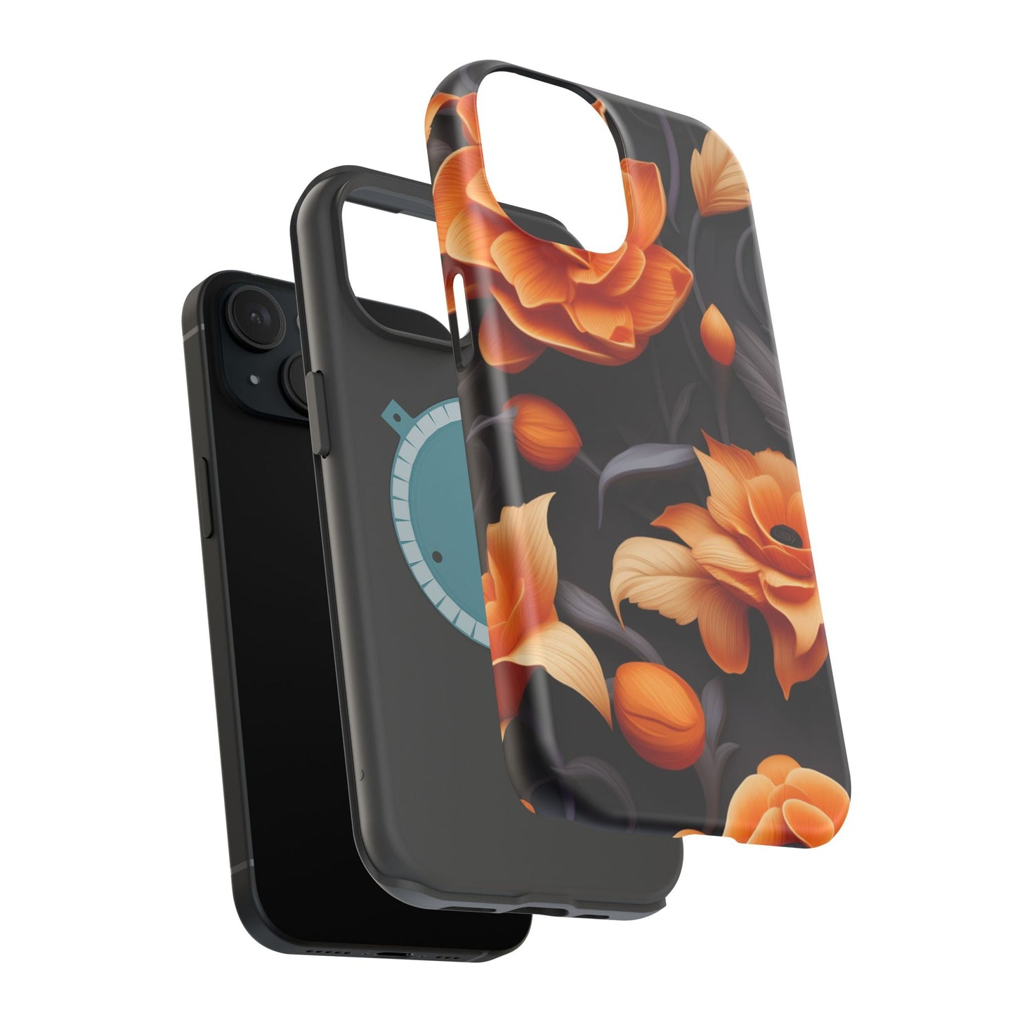 Bold Orange Floral MagSafe iPhone Case – 3D Flower Design with Wireless Charging - BOGO Cases