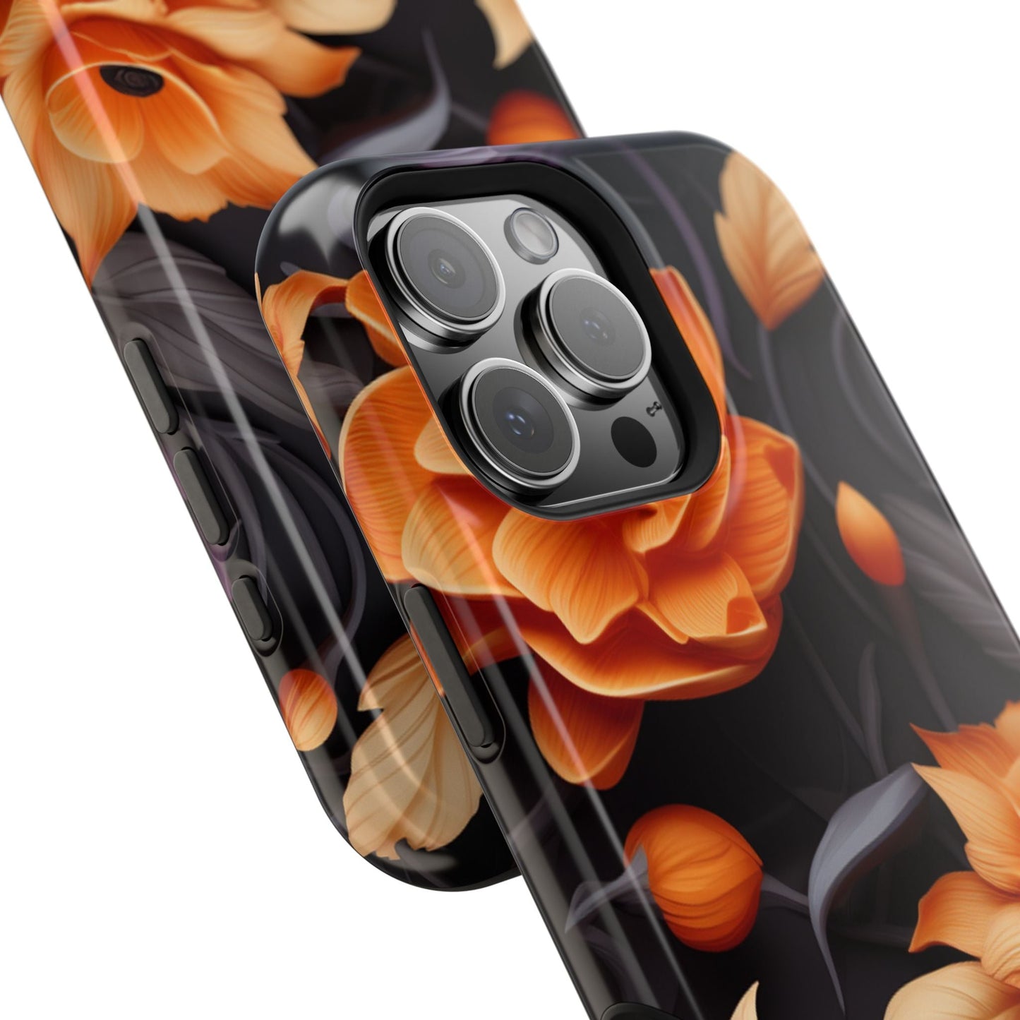 Bold Orange Floral MagSafe iPhone Case – 3D Flower Design with Wireless Charging - BOGO Cases