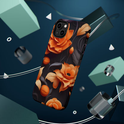 Bold Orange Floral MagSafe iPhone Case – 3D Flower Design with Wireless Charging - BOGO Cases