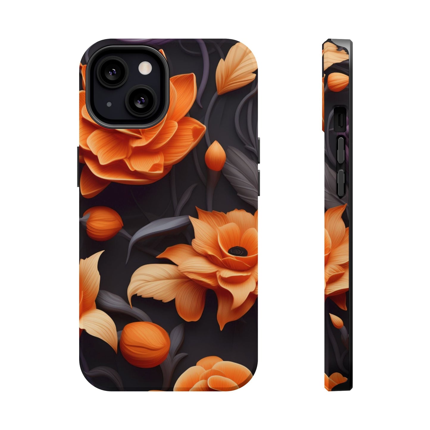 Bold Orange Floral MagSafe iPhone Case – 3D Flower Design with Wireless Charging - BOGO Cases
