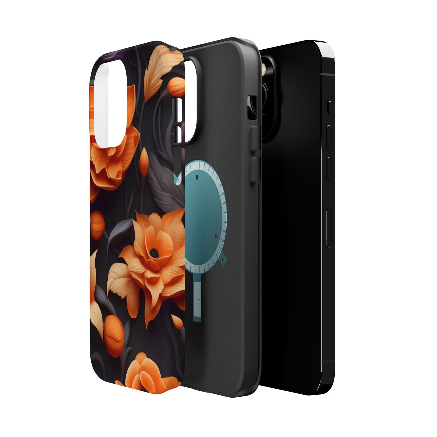 Bold Orange Floral MagSafe iPhone Case – 3D Flower Design with Wireless Charging - BOGO Cases
