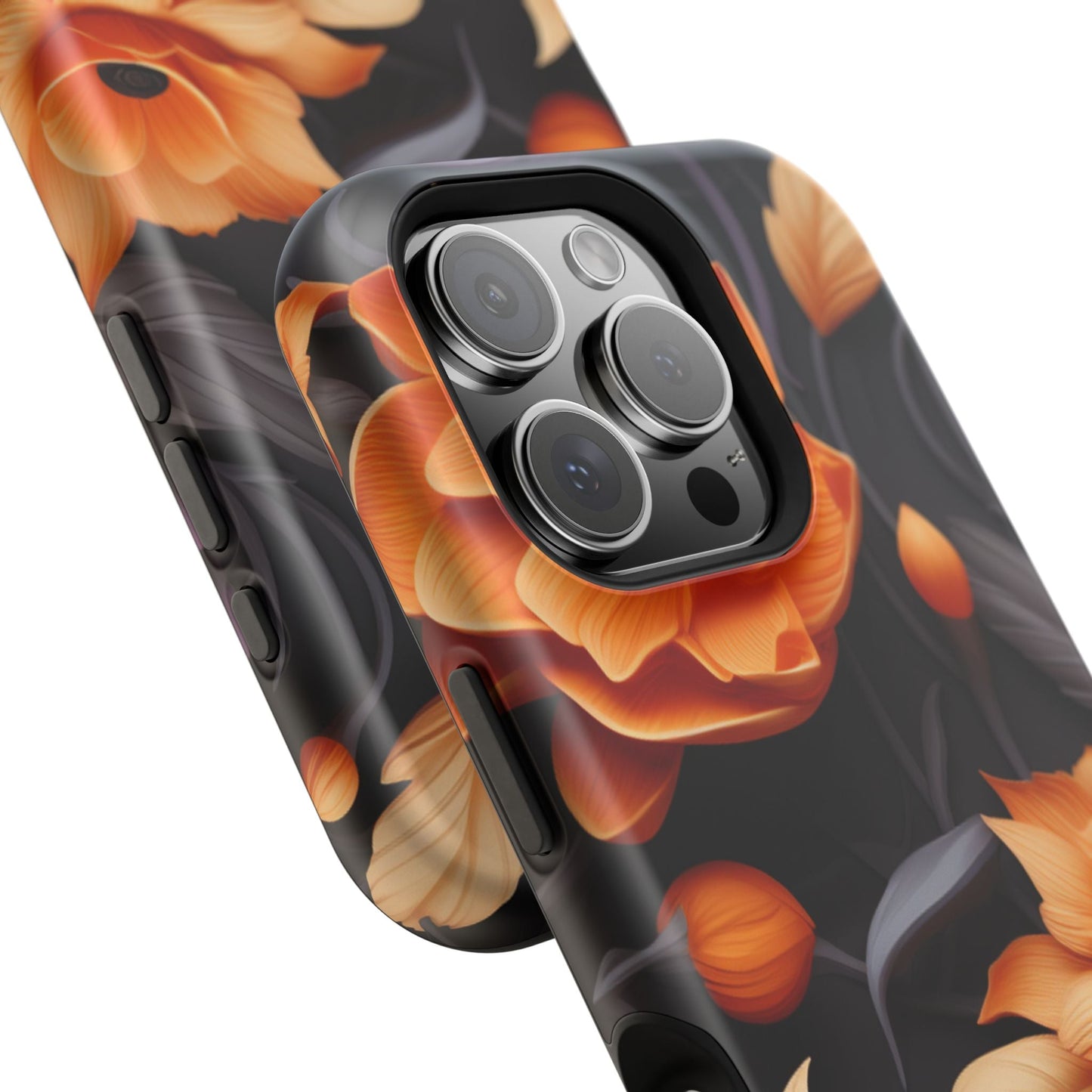 Bold Orange Floral MagSafe iPhone Case – 3D Flower Design with Wireless Charging - BOGO Cases