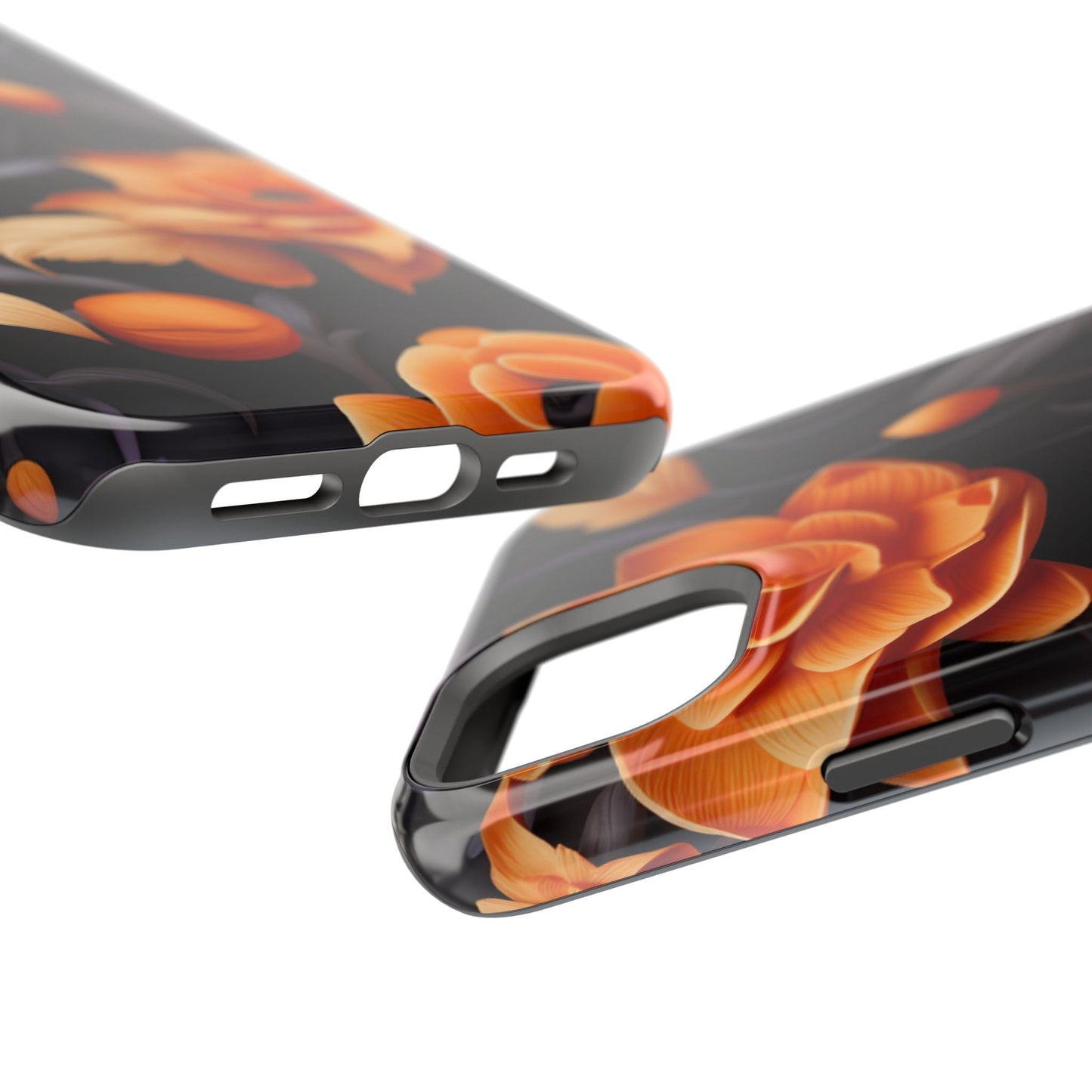 Bold Orange Floral MagSafe iPhone Case – 3D Flower Design with Wireless Charging - BOGO Cases