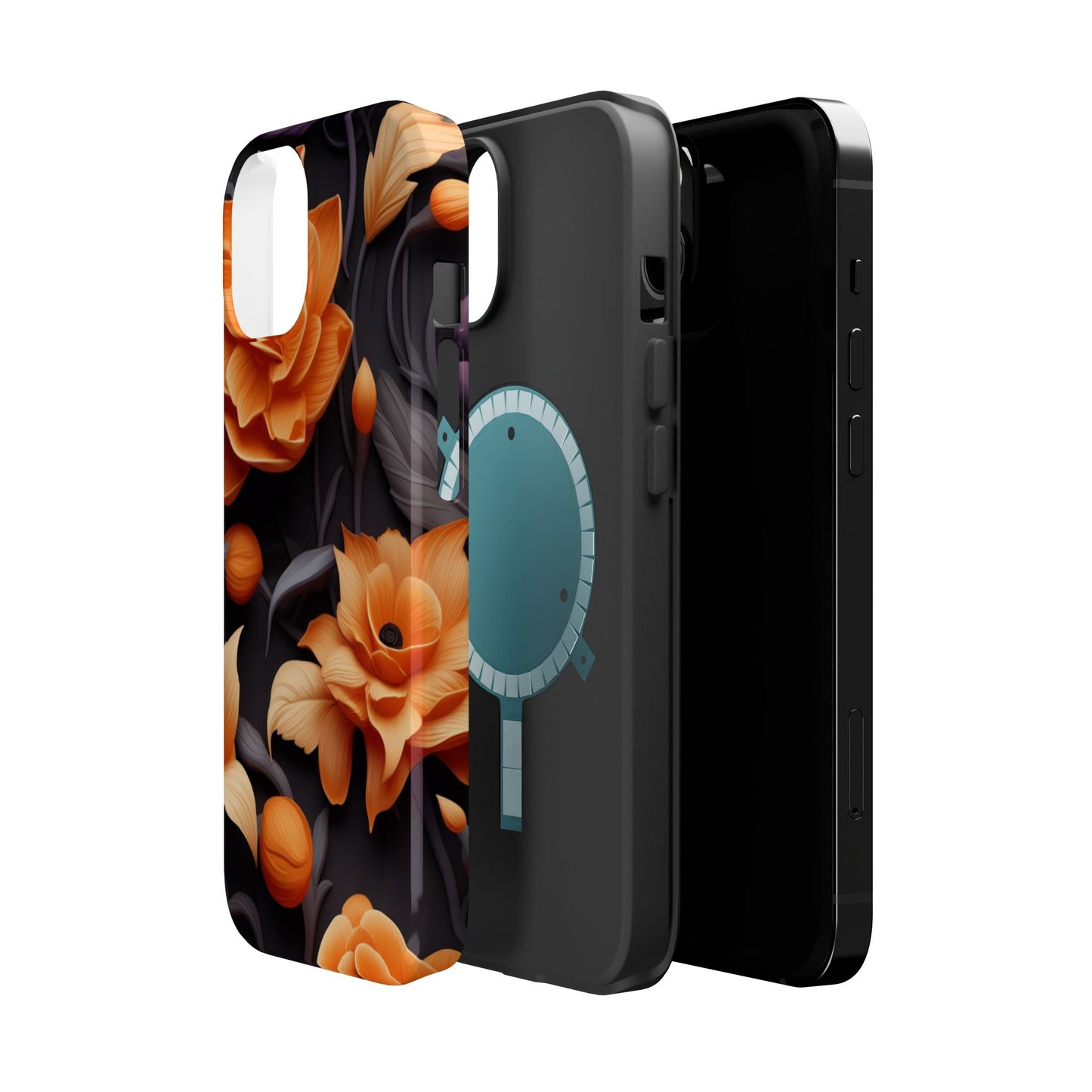Bold Orange Floral MagSafe iPhone Case – 3D Flower Design with Wireless Charging - BOGO Cases