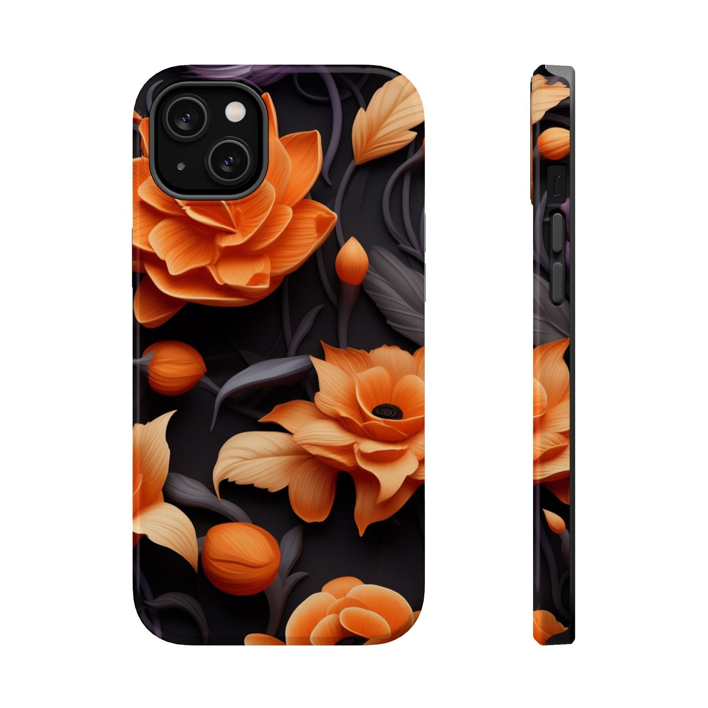 Bold Orange Floral MagSafe iPhone Case – 3D Flower Design with Wireless Charging - BOGO Cases