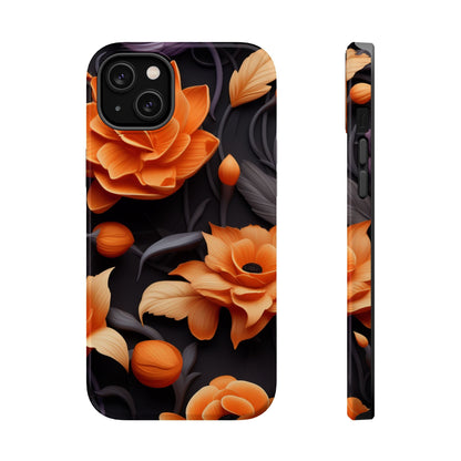 Bold Orange Floral MagSafe iPhone Case – 3D Flower Design with Wireless Charging - BOGO Cases