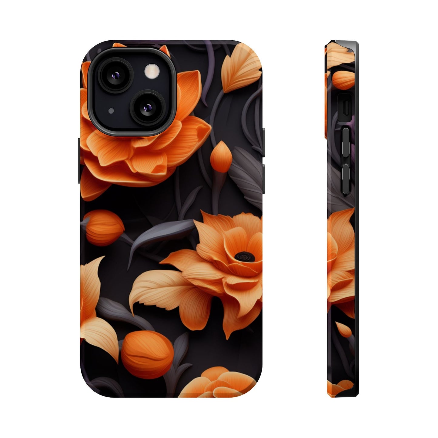Bold Orange Floral MagSafe iPhone Case – 3D Flower Design with Wireless Charging - BOGO Cases