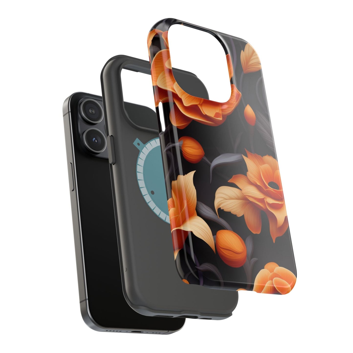 Bold Orange Floral MagSafe iPhone Case – 3D Flower Design with Wireless Charging - BOGO Cases